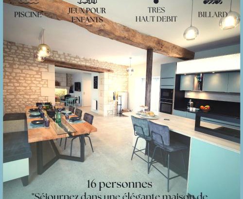 Lemere House | Domaine proche de Chinon piscine, billard, pétanque et aire de jeux pour enfants