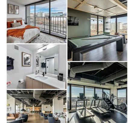 Downtown Salt Lake City Apartment | DT Studio Gym Pool Table 8th Floor Parking