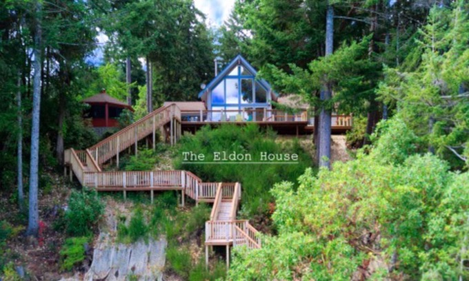 Eldon House | Eldon House waterfront home with firepit, full kitchen, hot tub, & washer/dryer
