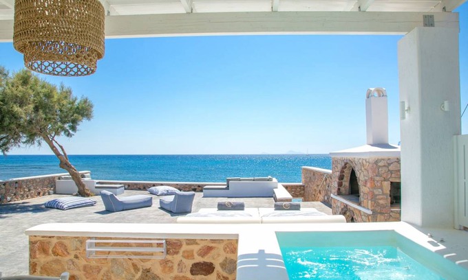 Exomytis Villa | Elite Santorini Villa Aegean Melody Suites 1 Bedroom Heated Outdoor Jacuzzi Vlyxada