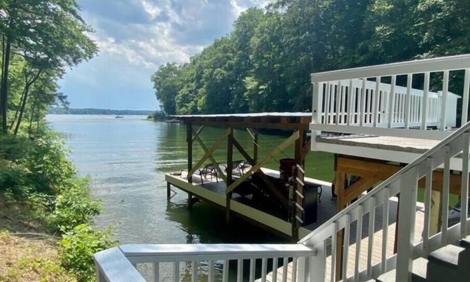 Littleton House | Enjoy Lake Gaston with our private dock and deep water. Available August 18-28