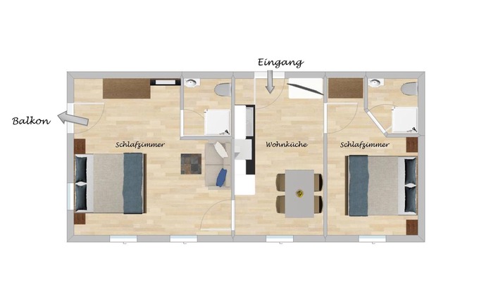 Uebersee Apartment | Ferienwohnung Schnappen 65qm, mit 2 Schlafzimmern und Balkon