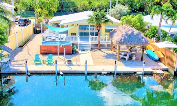 Marathon House | FL Keys Waterfront Heated Pool Home w/60 Feet of Dockage & Tiki Hut
