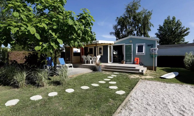 La Plaine-sur-Mer House | Flower Camping La Guichardière * - Mobile home Fisherman's Cabin GREAT COMFORT 3 bedrooms 34m² Covered Terrace 8 people