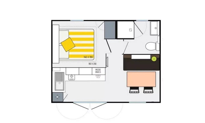 Batz-sur-Mer House | Flower Camping Les Paludiers * - Mobile home Comfort 18m2 (1 bedroom) + terrace semi-covered 3 people