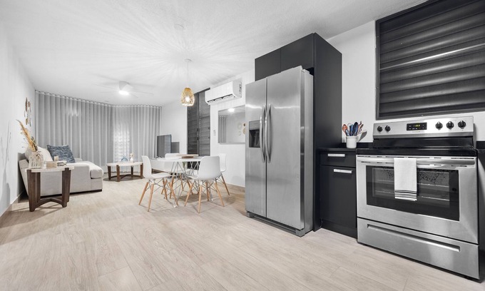 Parque Apartment | Fully Renovated Coastal Apartment Steps from the Beach with Private Parking