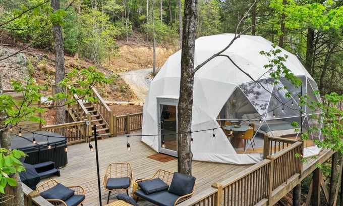 Cherry Log House | Glamp Blue Ridge - Dome 6, Jane. Escape to a dome on the falls