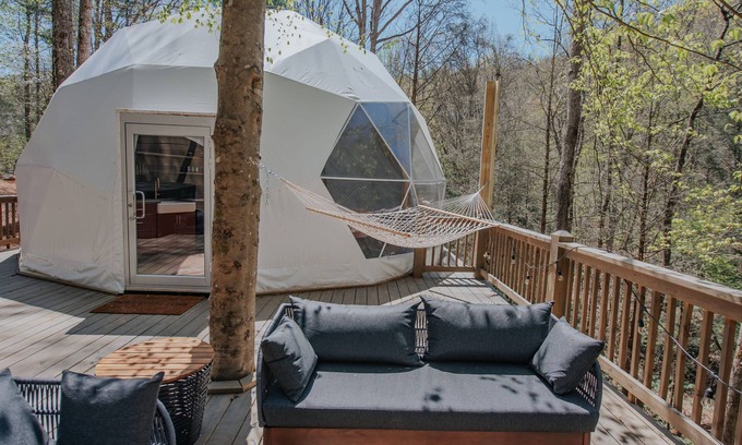 Cherry Log House | Glamp Blue Ridge - Dome 7, Amelia. Escape to a dome on the falls.