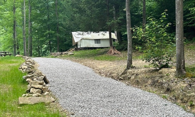 Northern Cabin | Glamping safari tent overlooking pond. Kid and pet friendly.