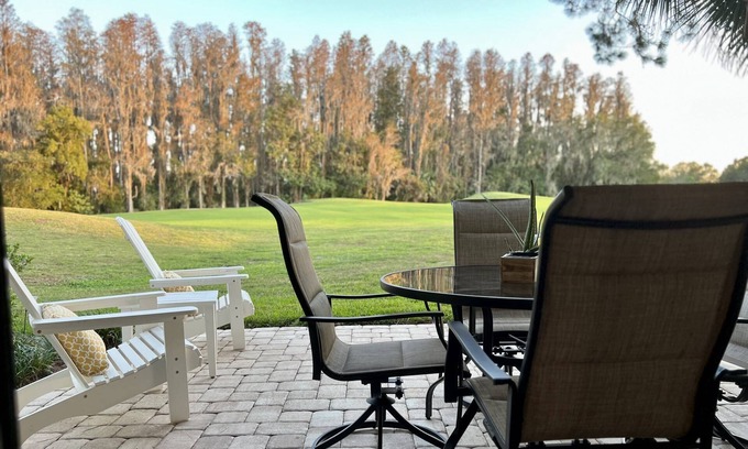 Wesley Chapel Condo | Golf Grandeur – Ground-Floor 2BR Condo w/Patio, King Suite & Stunning Golf Course Views!