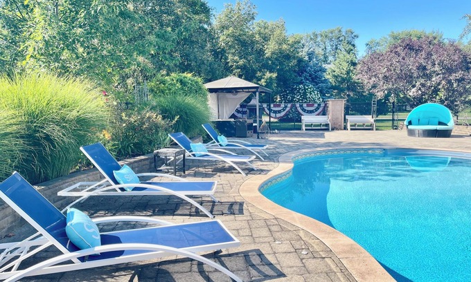 Webster House | Gorgeous house with pool, beautiful backyard, garden and koi fish pond