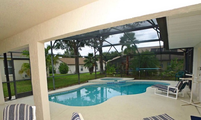 Greater Groves House | Greater Groves Oversized Patio With In-Ground Pool and Spa