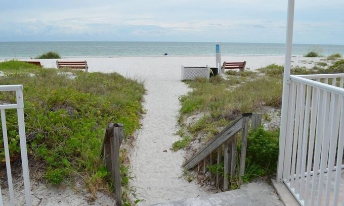 Indian Shores Condo | Gulf and Intercoastal Views, Sleeps 5 Beach just steps across the street!