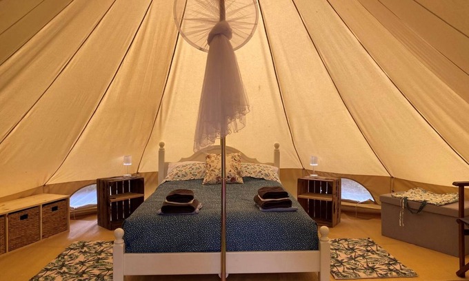 Moncrabeau RV Rental | Hazel Belle Tent @Finders Keepers France. Adults only retreat. 13 acres and lake