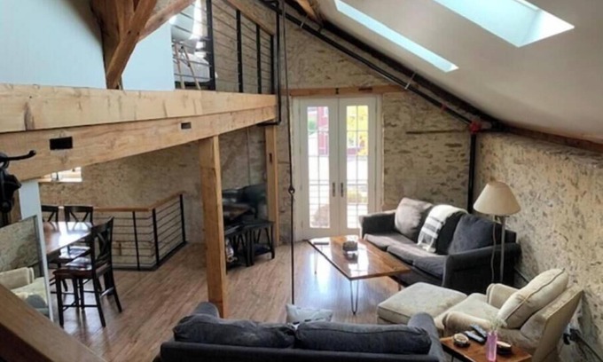 Solon House | Historic 1838 Stone Stable Hayloft rustic restored condominium sleeps 6
