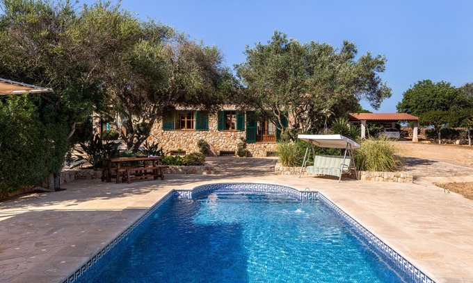 Santanyi Villa | Holiday Home Finca Es Turo with Mountain View, Pool & Wi-Fi