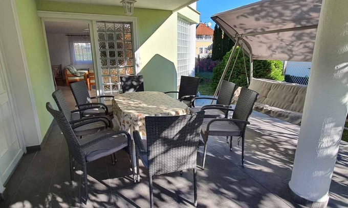 Balatonkeresztur House | Holiday home with garden shower and children swing