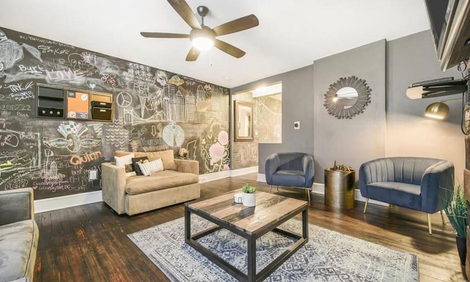 East Allegheny House | HostWise Stays - Chalk Art House - Chalkboard Wall, Private Parking, Patio