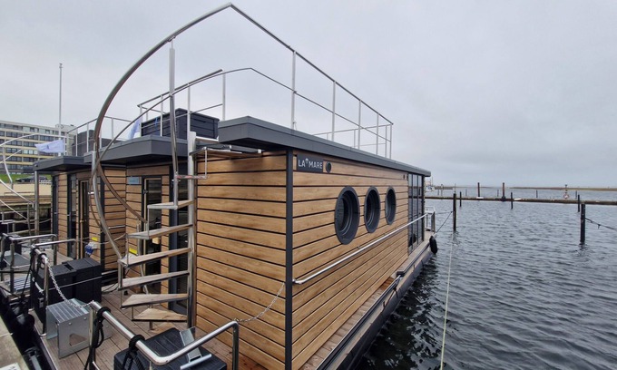 Wendtorf Boat Rental | Houseboat Fjord del Sol with bio sauna and roof terrace in Wendtorf/Kiel Fjord