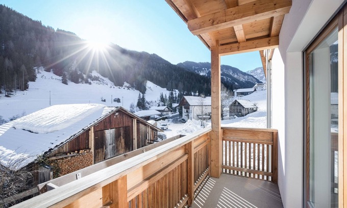 San Martino in Badia Apartment | Idyllic Apartment "Kronplatz" with Balcony, Garden & Wi-Fi