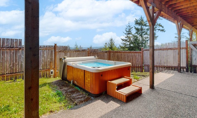 Union House | Inviting home with hot tub, water view, fireplace, pool table, & W/D