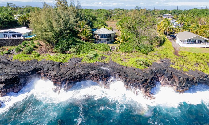 Keaau House | Kahikole: Oceanfront home with stunning, rugged ocean cliff views