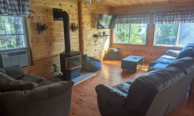 Oquossoc House | Knotty Pine Home- 2 Min Walk to Lake and Dock