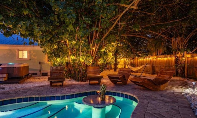 Shore Acre Heights House | Kokomo Night Time Magic, Private Heated Pool, spa, 2 kings, 5 Bdrm, Game Room