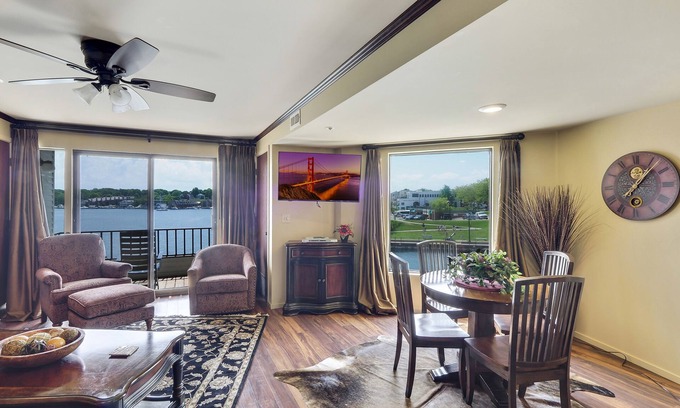 Charlevoix Condo | Lake Charlevoix Balcony Suite | Downtown Charlevoix | Pool, Hot Tub, Sauna