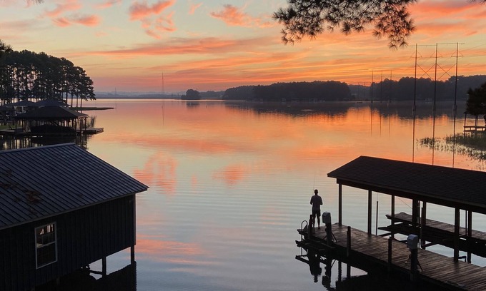 Littleton House | Lake Gaston Waterfront home with boat dock, fire pit, and views