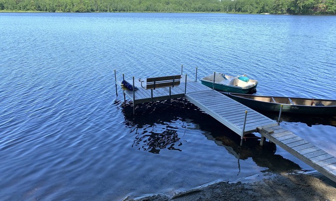 North Jay Cottage | Lake House with Swim Area, Dock, Deck, Canoe, & Paddle Boat - 1BR+, Sleeps 4-6