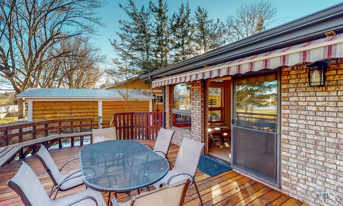Greeley House | Lake-view home with gas fireplaces, inviting deck & dog-friendly yard