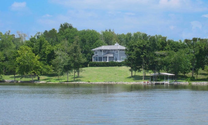 Cadiz House | Lakefront 180 degree Panoramic View: gentle sloping land, private dock