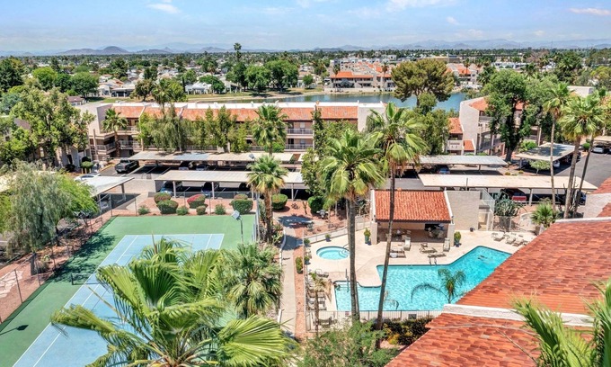 Desert Shores Condo | Lakefront Family, 3 Bedroom, 2 Bath, Private Patio, Heated Pool, Jacuzzi