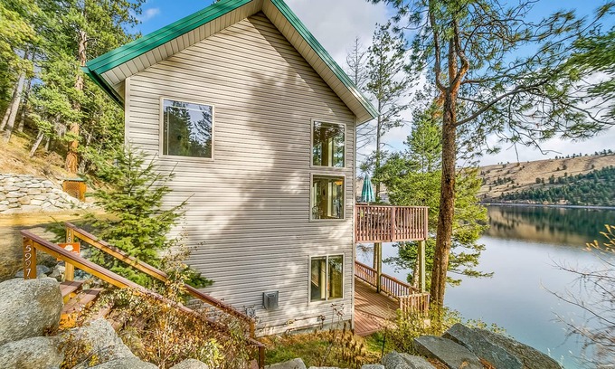 Wallowa County House | Lakefront home with private dock, 2 decks, lake views & fireplace