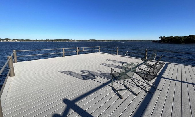 Cedar Creek Reservoir House | Lakefront on open water w/fire pit, boat dock/party deck, paddle boards & kayak
