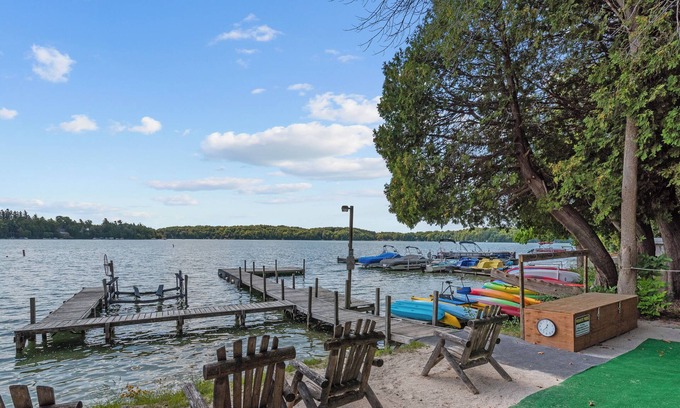 Elkhart Lake Condo | Lakefront Penthouse, Private Beach, Outdoor/Indoor Pools, Walk to Town