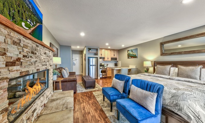 South Lake Tahoe Condo | Lakeland Village #225 - Studio in Lodge, romantic remodel, walk to Lake