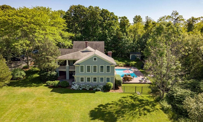 West Barnstable House | Lands End: 059-WB 5+ Acre, Resort-Reunion Estate Sleeps 14 in Two Homes. Large Heated Pool
