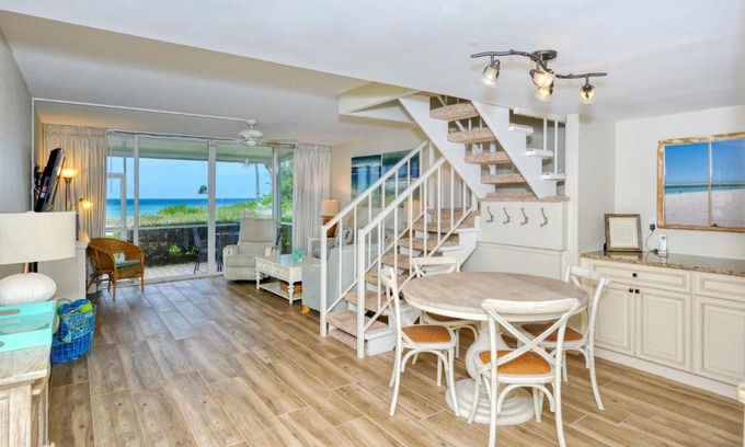 Longboat Key Apartment | LaPlaya 102B-Directly on the beach with the warm Gulf waters waiting!