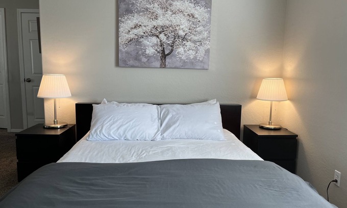 North Mountain House | Large bedroom with private entrance, bathroom and thermostat