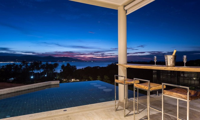 Moo 5 Villa | Large Family Villa Stunning Seaview Private Infinity Pool 5 min walk to beach
