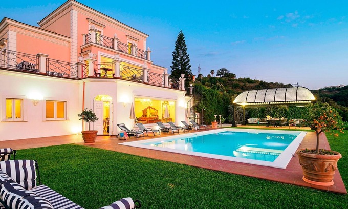 Capo d'Orlando Villa | Large luxury Sicily villa to rent on Tyrrhenian coast and near beach, pool, AC, sea views, Wi-Fi, walk to town