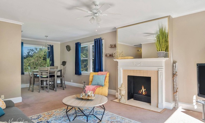 Caddo Heights-South Highlands Apartment | Large windows overlooking streets of historic South Highlands makes this cozy!