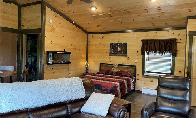 Large Cabin | LILY PAD: Cozy Cabin with Unique Charm overlooking small pond on our property.
