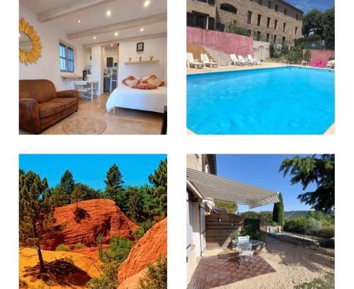 Viens Apartment | Logement d'exception près du Colorado provencal dans une résidence au calme avec piscine offrant une vue imprenable sur le Luberon depuis sa terrasse