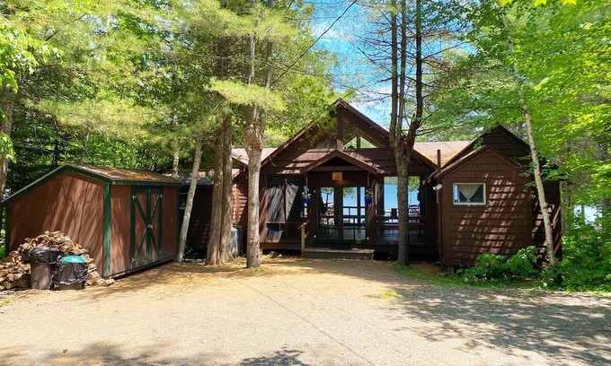 Oquossoc House | Loon Camps at Waters Edge - Two cute cottages are connected by a screened porch