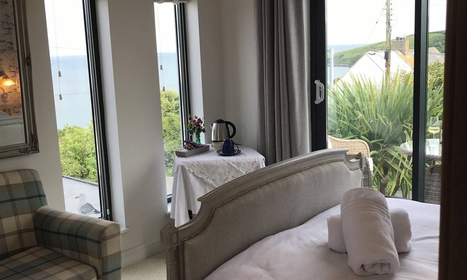 Portmellon Bed & Breakfast | Lovely boutique Bed and Breakfast room with stunning sea views