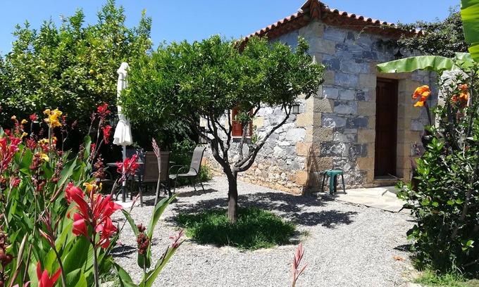 Lefktron House | Lovingly furnished, family-friendly, secluded, natural stone bungalow