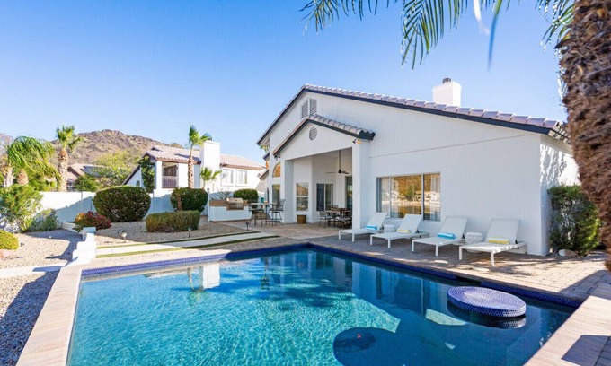 Arrowhead Lakes House | Luxe Lakefront Desert Oasis w/Boat & Heated Pool